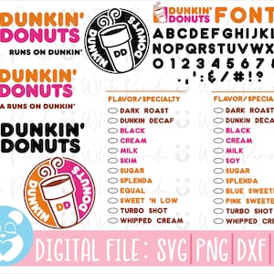 Dunkin Donuts Coffee Svg, Dunkin Donuts Svg, America fonctionne sur Dunkin, Dunkin Logo Svg, Téléchargement instantané pour Cricut, Téléchargement numérique, Eps, Png, Dxf