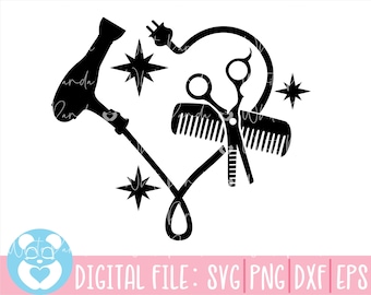 Kapper Svg, Kapper Hart Svg, Haar Stylist Hart Svg, Kapper Tools Svg, Apparatuur Svg, Kapper Vector Bestanden, Knippen Bestanden, Png