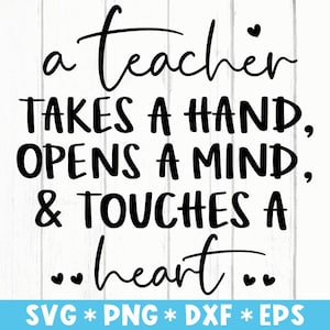 Ein Lehrer nimmt Hand öffnet einen Geist und berührt ein Herz, Lehrer Geschenk, SVG geschnitten Datei, für die Herstellung Cricut Datei, digitaler Download