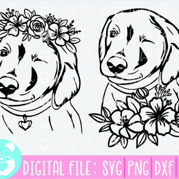 Dog Flower Svg Bundle,Dog Svg, Dog Face Svg,Animal Face Svg,Svg Files For Cricut,Retriever Svg,Animal Floral Crown,Instant Download,Dxf,Eps,