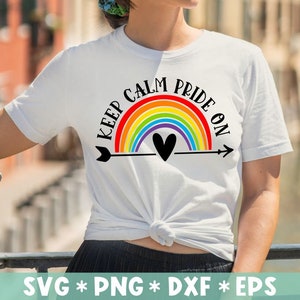 Keep Calm Pride On SVG, Pride Month, Regenbogen Herz, Queer Pride, LGBTQ SVG, SVG-Datei, geschnittene Datei, für Cricut-Datei, digitaler Download