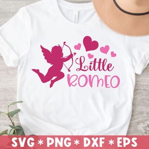 Little Romeo Svg, Happy Valentine's Day, Funny Valentine, Baby Boy, Angel, Hearts, Svg Cut File, Svg voor het maken van Cricut-bestand, digitale download