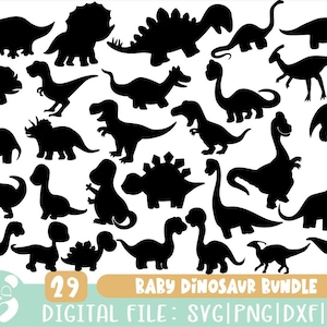 赤ちゃん恐竜 SVG バンドル、赤ちゃん恐竜 SVG、恐竜のシルエット、Cricut シルエット用 SVG ファイル、恐竜 SVG、T-rex クリップアート、ジュラ紀のクリップアート
