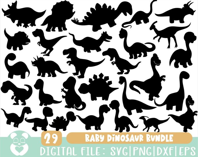 Dinosaur SVG Bundle, Dinosaur Vector, Dinosaurs Clipart, Baby Dinosaur ...