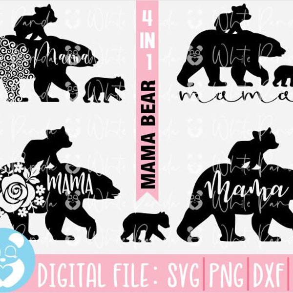 Bundle Mama Bear Svg, Mama Flower  Svg,Bear Svg, Mother's Day,Wonder Mama Svg, Mom Life Svg, Mom Shirt Design,Instant Download, Cut File