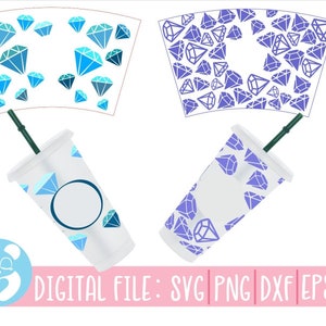 24 Unzen Diamant Kalte Tasse, Venti Kalte Tasse, Voll Wrap Diamant SVG, Mama Leben SVG, Diamant SVG, Kaffeetasse, Png, Eps, Cricut Dateien