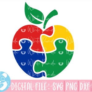 Autism Apple Svg, Apple Svg, Autism Cut File, Apple Cut File,  Autism Teacher Svg, Autism Awareness, Autism Quote, Au-Some Svg,Puzzle  Svg