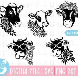 Cow Flower Svg.cow Bundle Svg,cow Head Svg ,farm Svg,animal Svg,files ...
