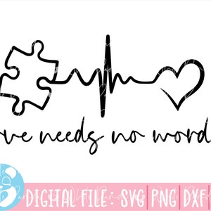 O Amor Não Precisa De Palavras Svg, Autismo Mãe Svg, Autismo Coração Svg, Consciência Do Autismo, Quebra-cabeça Do Autismo Svg, Autismo Svg, Arquivos Cortados Cricut Silhouette Png