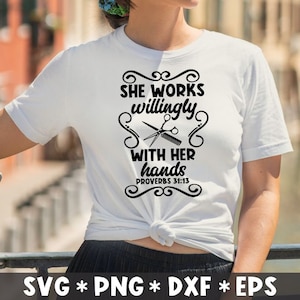 She Works Willingly With Her Hands Svg, Hairdresser, Hairapist, Proverbs 31:13, Svg Cut File, Svg For Making Cricut File, Digital Download