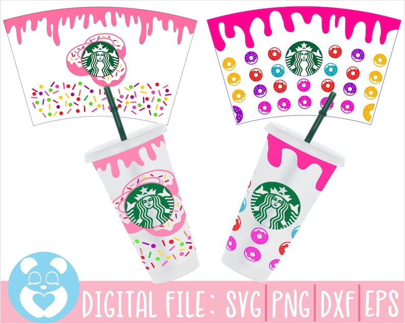 Digital Download SVG DXF Cut Files for Cricut Silhouette Starbucks Full Wrap Donut Sprinkles for Starbucks Venti Cold Cup 24oz