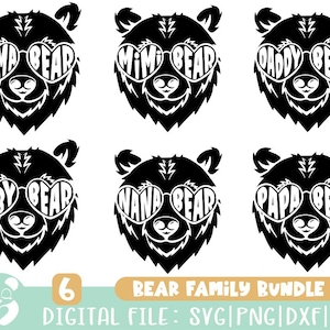 Bear Family Bundle svg, Mama Bear svg, Mimi Bear svg, Nana Bear svg, Papa Bear Svg, Baby Bear Svg, Daddy Bear Svg, Mom Life Svg, Father Day svg
