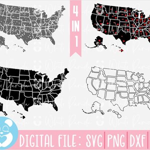 Mapa dos Estados Unidos Svg, Mapa dos EUA Svg, Estado dos EUA Svg, EUA Svg, Mapa Svg, América Svg, Arquivos cortados para silhueta, Travel Svg, Dxf, Png, Vector