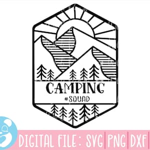 Camping Squad Svg,Mountain Svg, Adventure Svg,Hand Lettered Svg,Camping Outdoors,Geometric Mountain,Landscape Svg, Camper Svg,Explore Svg
