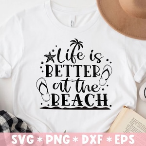 La vida es mejor en la playa Svg, Bienvenido verano, Modo Vacay, Buenas vibraciones, Flip Flop, Archivo de corte Svg, Svg para hacer archivos Cricut, Descarga digital