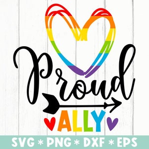 Stolzer Verbündeter SVG, SVG-Datei, Pride Month, Regenbogen-Herz-Svg, Queer Pride, LGBTQ-Svg, für die Herstellung von Cricut-Datei, digitaler Download
