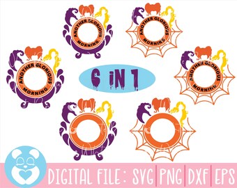 Könnte beinhalten: Sechs digitale Schnittdateien mit einem Spinnennetz-Design und dem Text "Another Glorious Morning". Die Dateien sind in den Formaten SVG, PNG, DXF und EPS verfügbar.