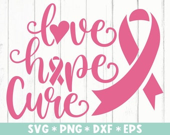 Love Hope Cure Svg, Cancer Awareness SVG, Breast Cancer Svg, Cancer Fight Svg, Svg Cut File, Svg para hacer Cricut File, Descarga digital