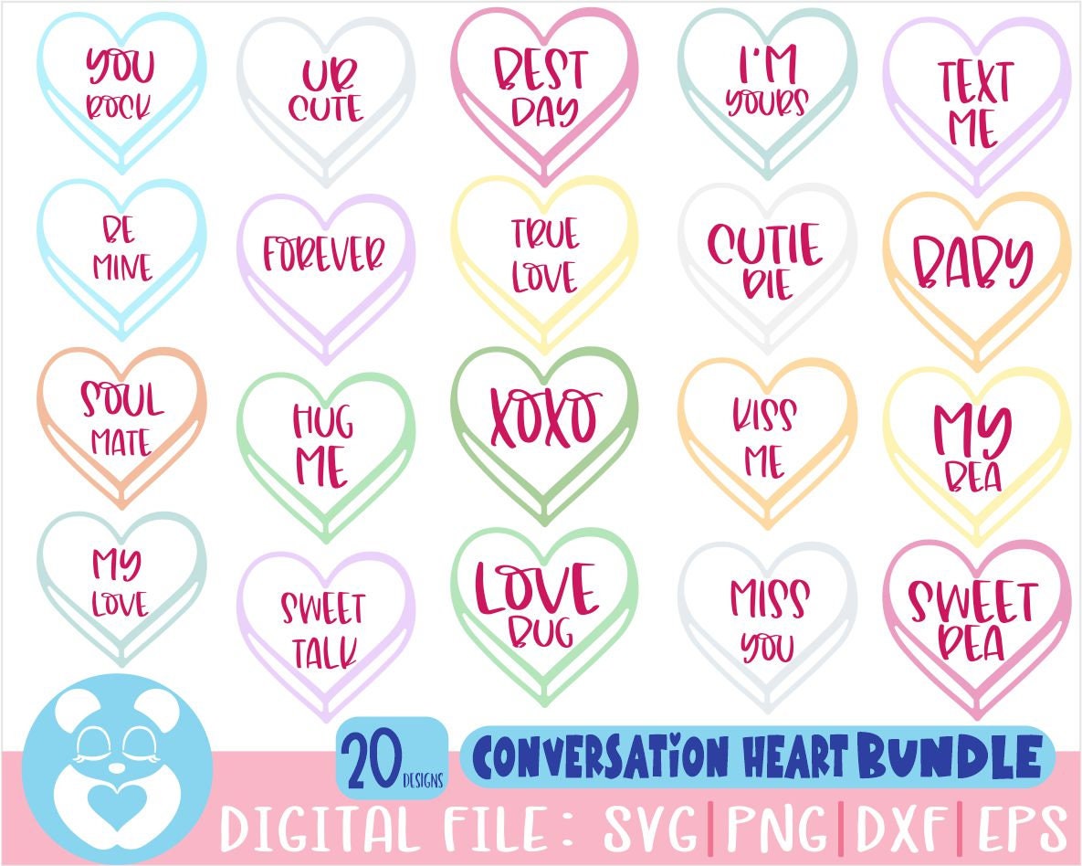 Conversation Hearts Svg Valentines Day Svg Valentine Shirt | Etsy