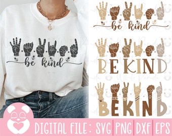 Be Kind Hand Svg, Be Kind Hand Sign Language Svg, Be Kind Brown Hands, Hand Sign Language, Cut Files For Cricut, Instant Download