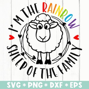 Rainbow Sheep Family Svg, Mes del orgullo, Rainbow Heart Svg, Queer Pride, LGBTQ Svg, Svg Cut File, Svg para hacer archivos Cricut, Descarga digital