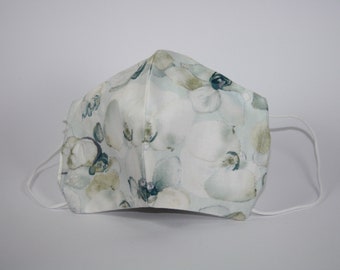 Light Watercolour Orchids Reusable Mask, Two Layer 100% Cotton w/ Filter Pocket, Handmade in Toronto, Fun Masks, Elegant Mask, Delicate Mask