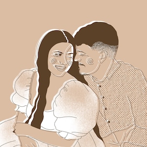 Custom Portrait Illustration-Gift for her-Gift for him-Bestfriend Gift-Anniversary Gift-Birthday Gift-Girlfriend Gift-Couple portrait