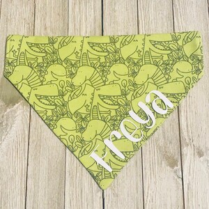 Dinosaur On Green Personalized Dog Bandana | Over The Collar | Cat Bandana