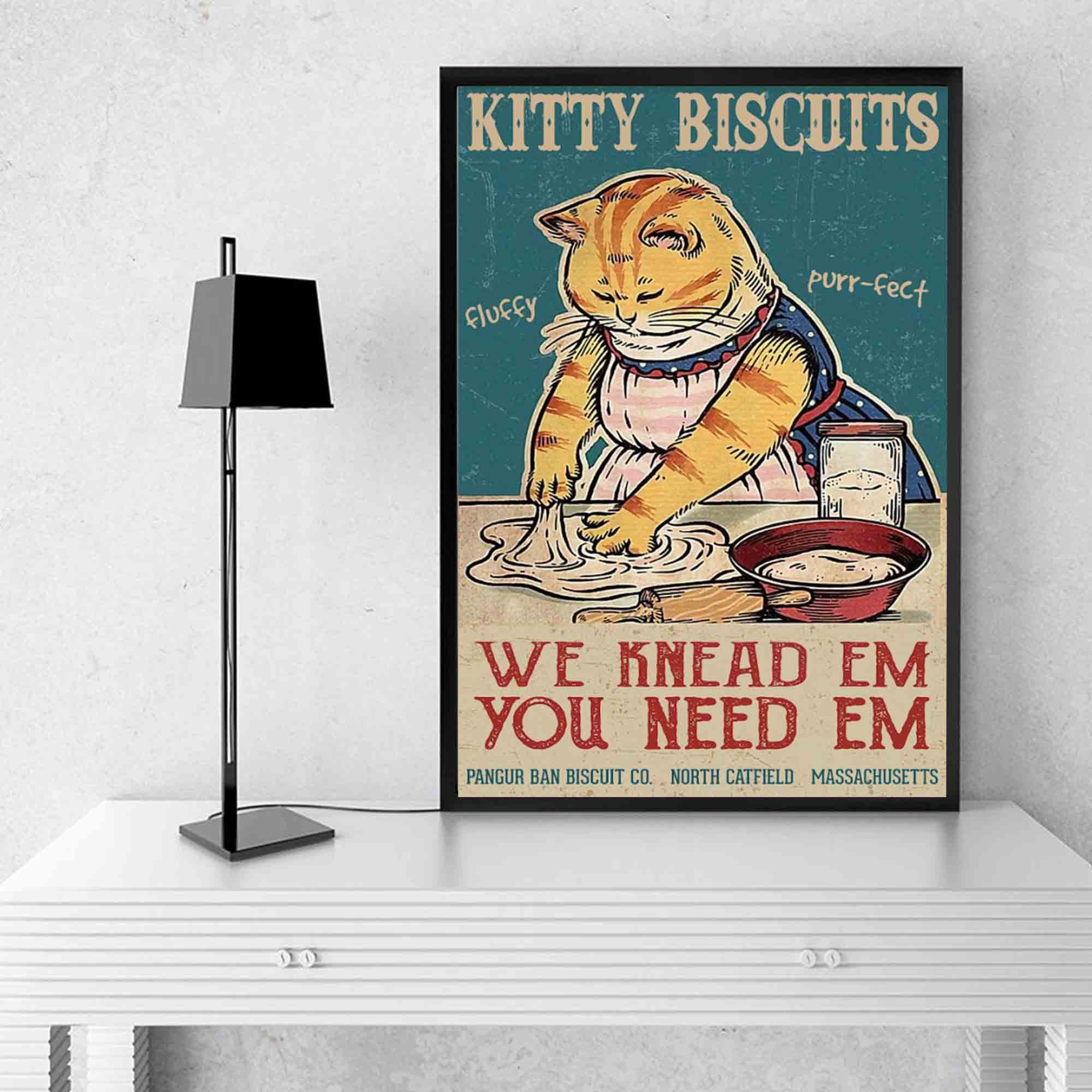 Retro Kittzy Biscuits We Knead Em You Need Em Png Sublimated PrintingINSTANT DOWNLOAD PNG PrintableDigital Print Design Cat Gift