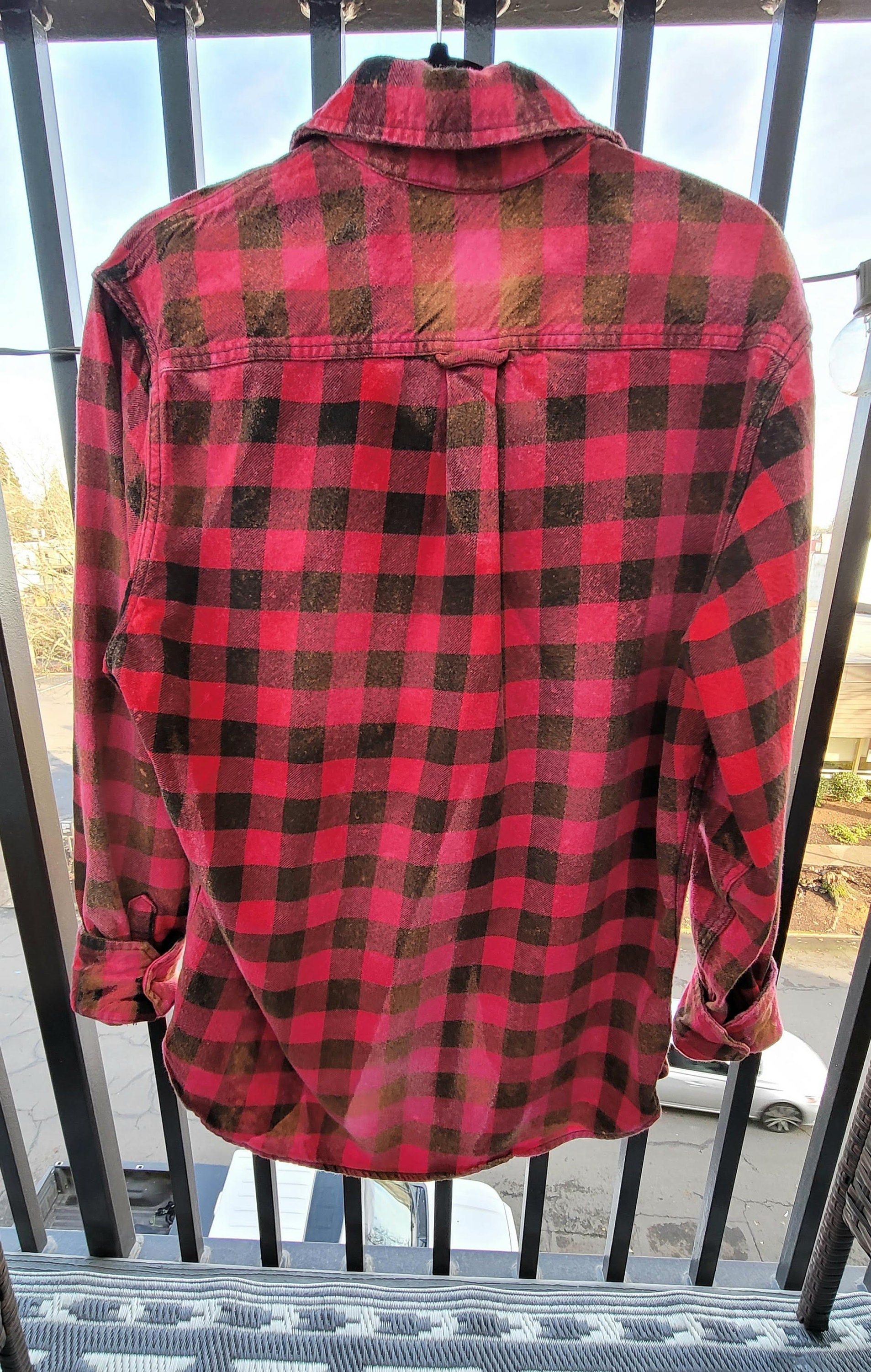 Heavyweight Distressed Flannel Shirt Etsy
