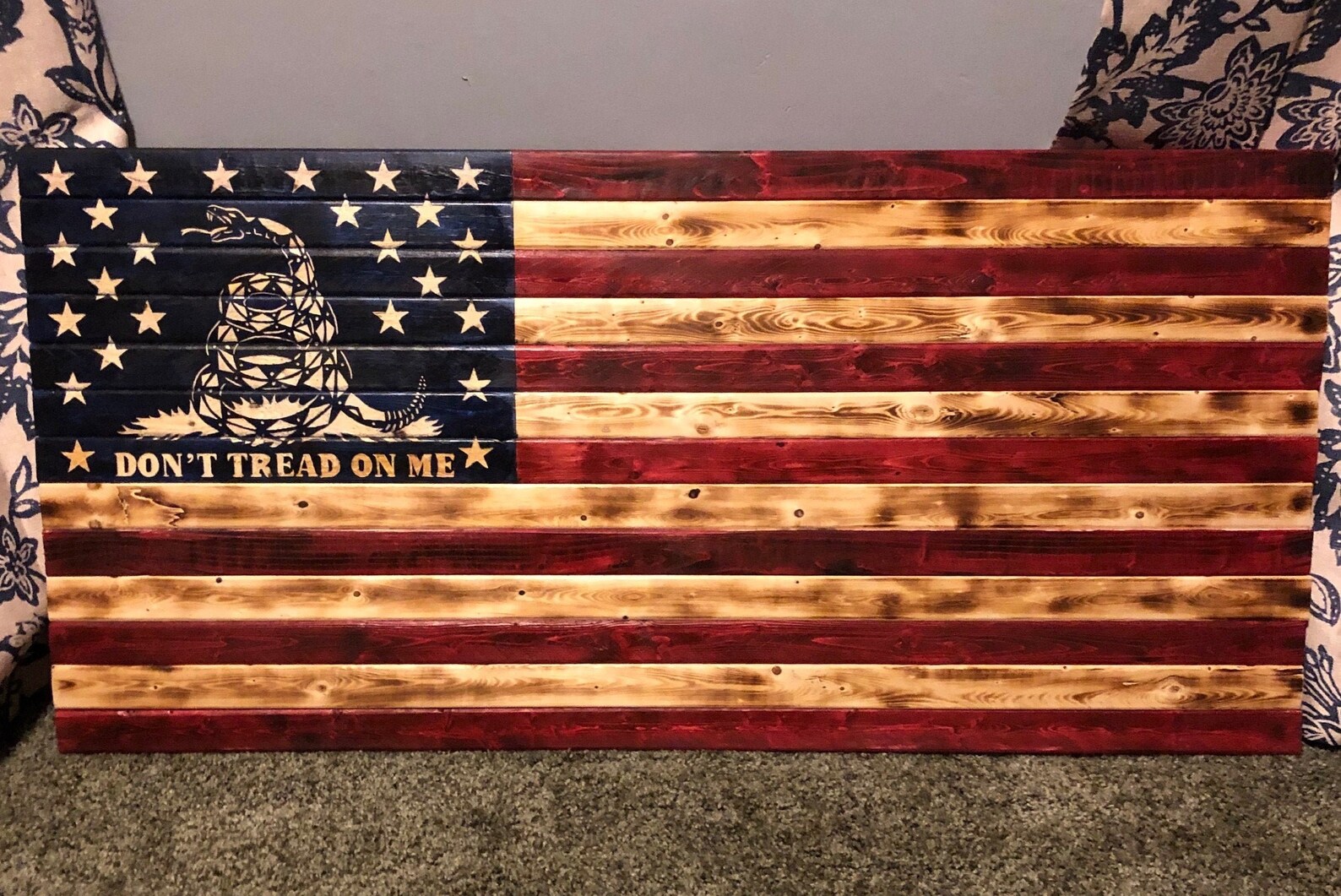 Gadsden Snake American Flag With Handcarved Rattlesnake in Etsy