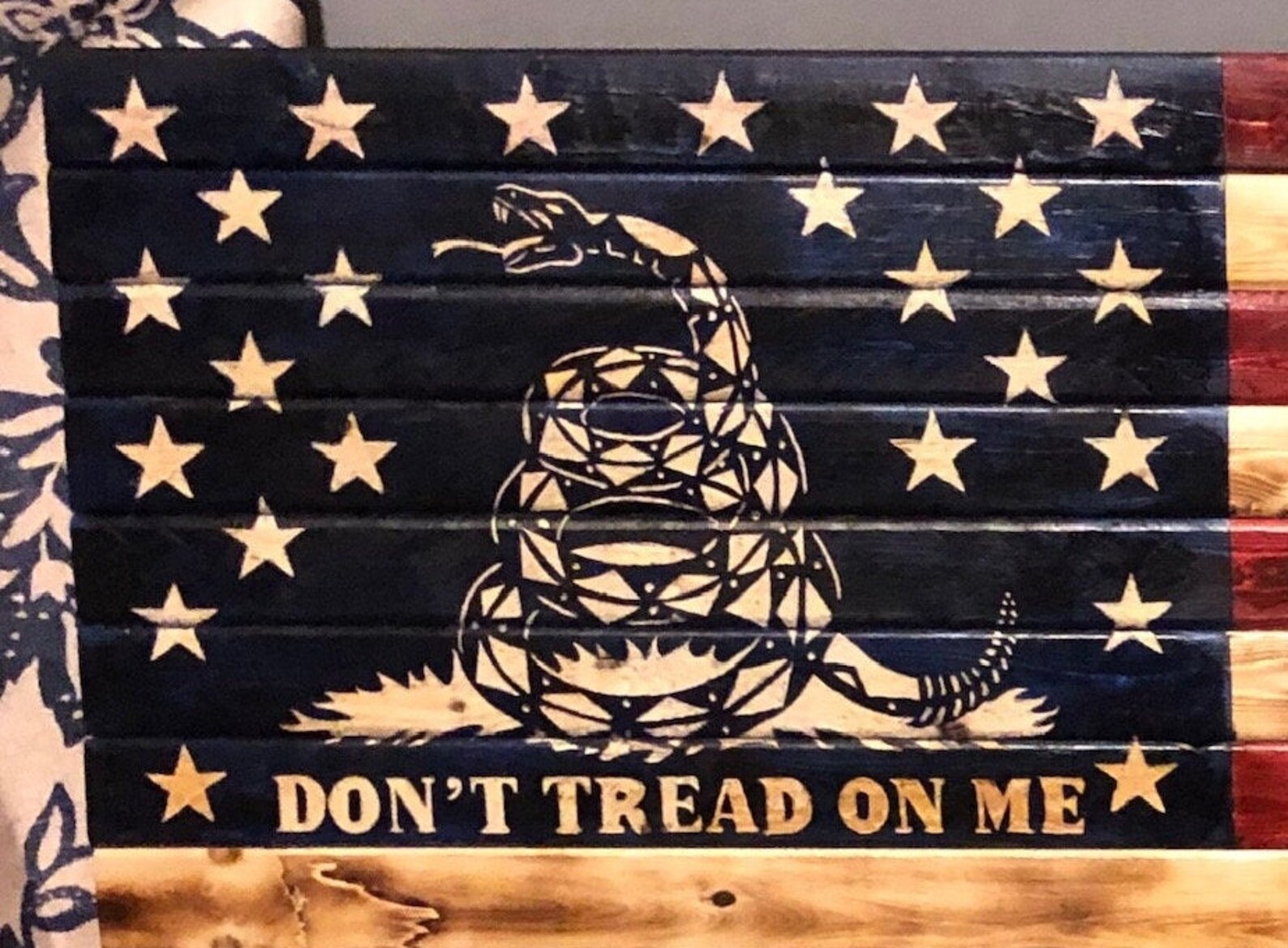 Gadsden Snake American Flag With Handcarved Rattlesnake in Etsy