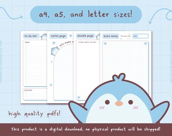 Grouchy Penguin To Do List Set | Printable Planner Pages (Digital Download)