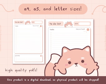 Gloomy Fox To-Do List Printable | Cute Undated Planner (Digital Download)