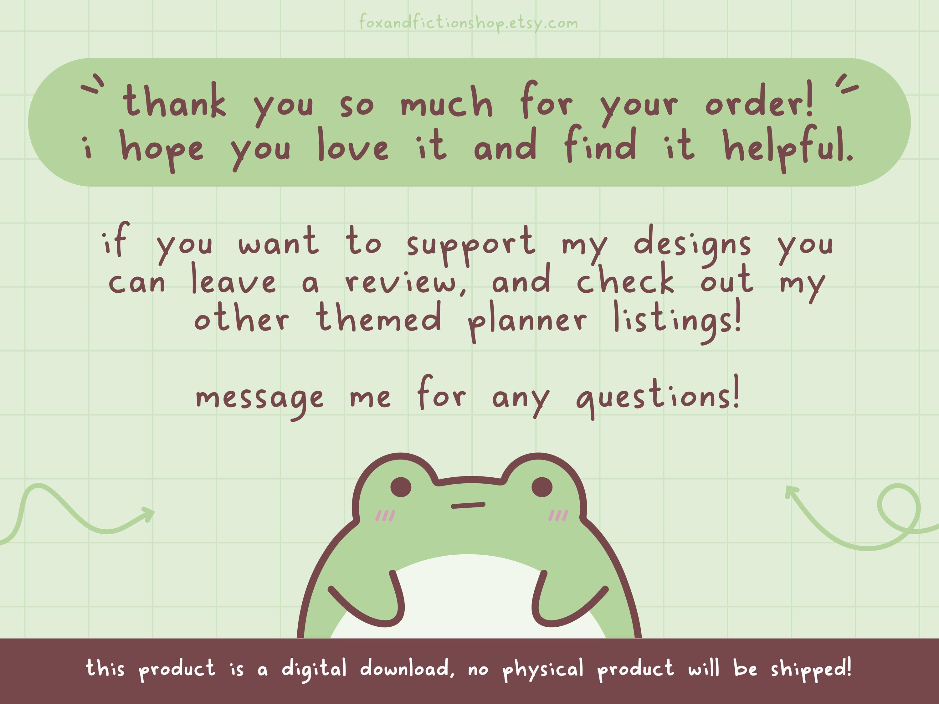 Undated | Cute Bored Frog Themed Printable Weekly Planner | Digital ...