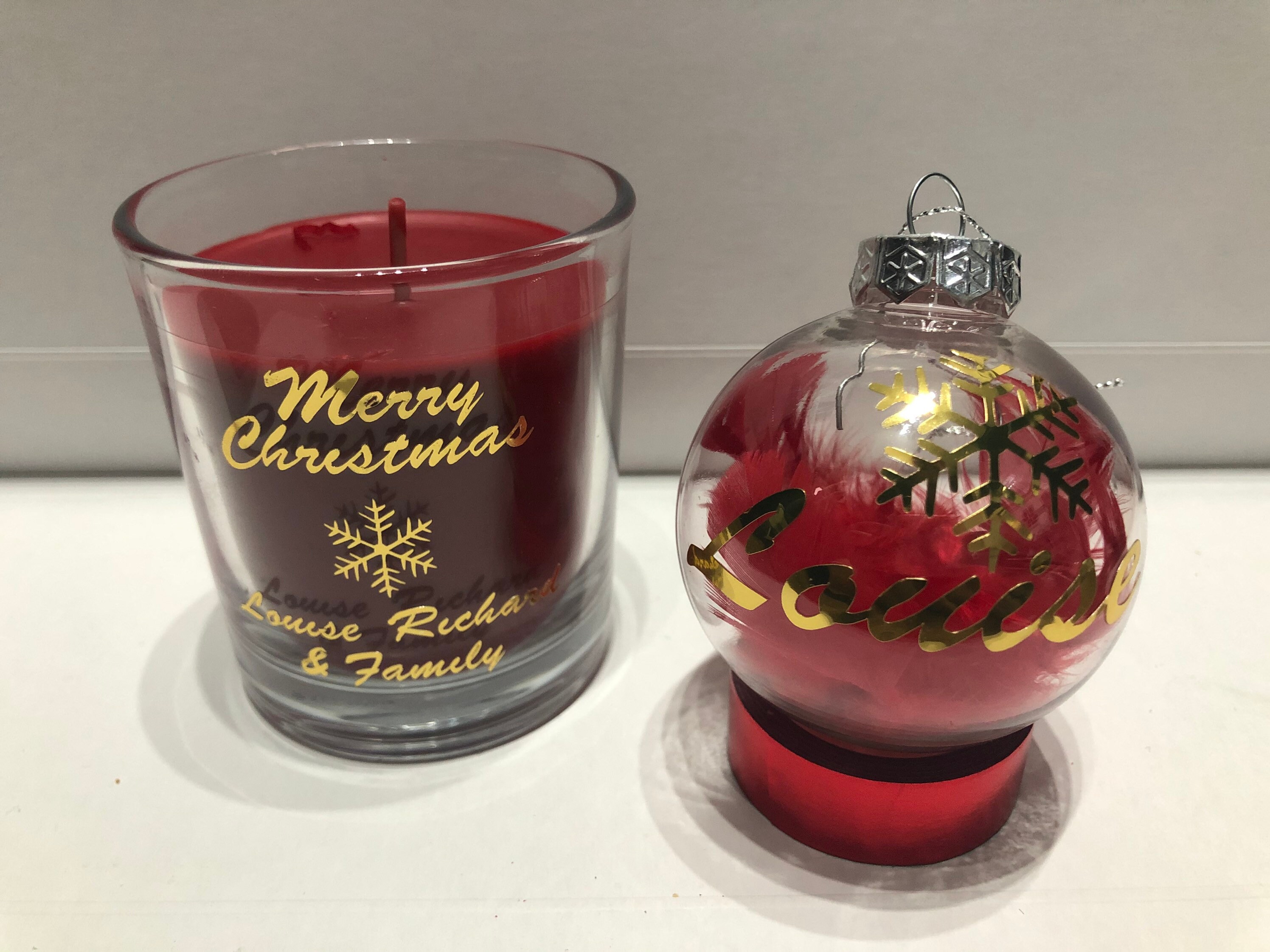 Personalised Christmas Bauble and Candle Set Etsy UK