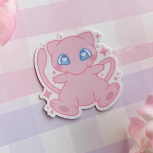 Sticker vinyle mat chaton de l'espace - pastel jeu vidéo kawaii bouteille d'eau étui pour téléphone portable pc personnages japonais mignon kanto rose chat extraterrestre
