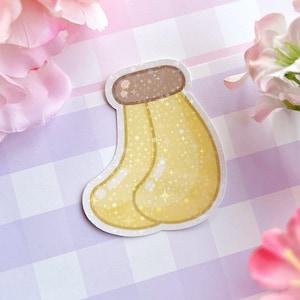 Fruits bananes mignons autocollants holographiques en vinyle - jus de banane juteux pastel y2k kawaii bouteille d'eau étui pour téléphone portable pc japonais fruits mignons