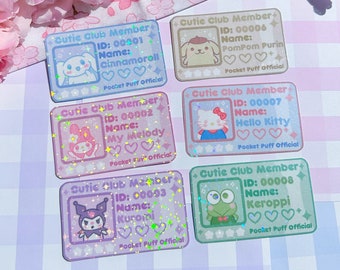 Cutie Club ID Cards - trading cards collecting cards photo cards id holder photo kpop double sided japense characters kitty frog bunny purin