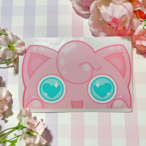 Jigglypuff Peeker - car decal peeker sticker uv outdoor waterproof car sticker video game japan japanese gaming pink balloon fairy type