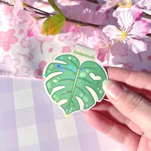 Monstera Magnetic bookmark - holographic sparkly clip kawaii  book reading accessories plants green plant lover leaf tropical page markers