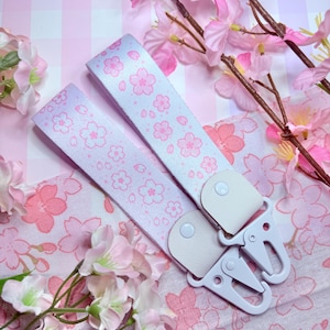 桜の花 桜 キーストラップ - ストラップ リストストラップ ハンドストラップ ファブリック キーチェーン アクセサリー コケット かわいい キュート ガール ホワイト ピンク 留め金