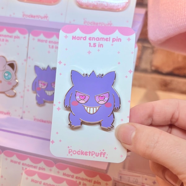 Ghost guy Hard Enamel Pin - lapel badge brooch accessory cute kawaii pastel heart back video game animal purple ghost type goth emo ghastly