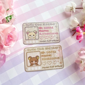 Cartões de identificação do Cutie Club Rila Bear - cartões colecionáveis, cartões com fotos, porta-identidade, foto, kpop, urso kawaii, arte fofa, korila, cartão colecionável