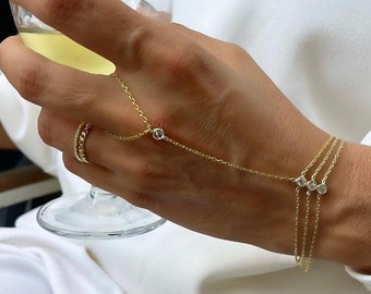 Hand Chain , Bezel Hand Accessories , Finger Bracelet , 925 Sterling Silver Handchain ,Mothers Day Gift Ideas