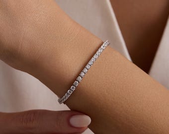 ヴィンテージキュービックジルコニアテニスブレスレット：925