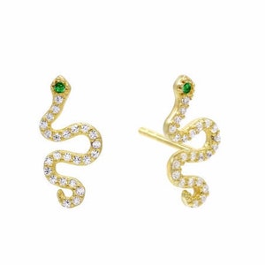 925K Snake Earrings , Serpent Earrings , Gold Earrings, Stud Earrings, Earrings for Her