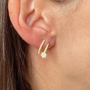 Gold Illusion Stud Earrings, Faux Double Twist Hoop Earrings, Dainty Earrings, Earrings for Her, Double Hoop Earrings