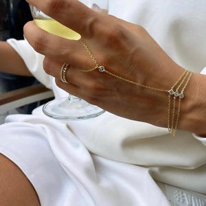 Hand Chain , Bezel Hand Accessories , Finger Bracelet , 925 Sterling Silver Handchain , Gifts for Her