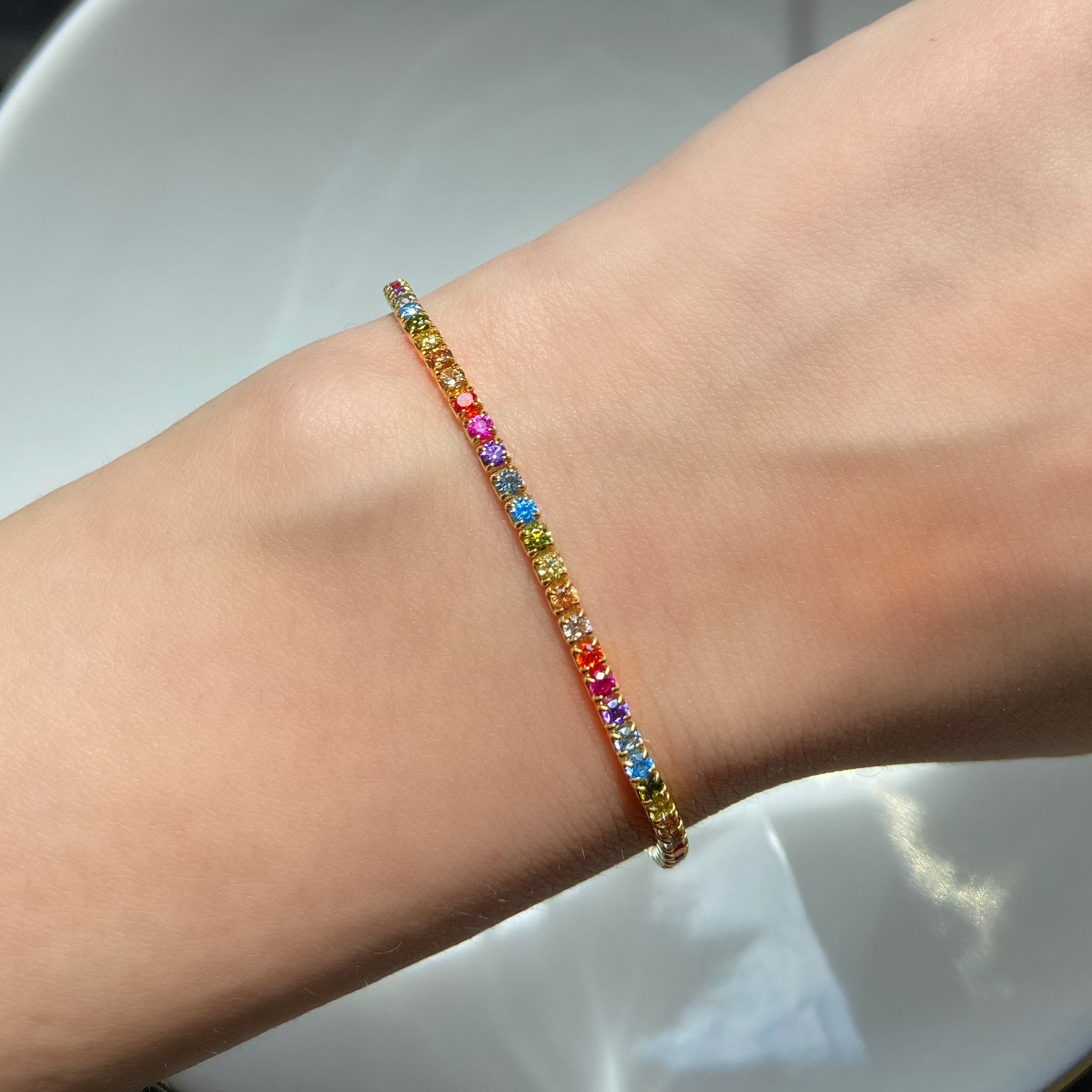 Rainbow Bracelet , Colorful Tennis Bracelet ,multicolor